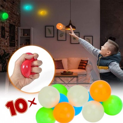 10x Svietiaca antistresová lepiaca loptička - GlowBuddies